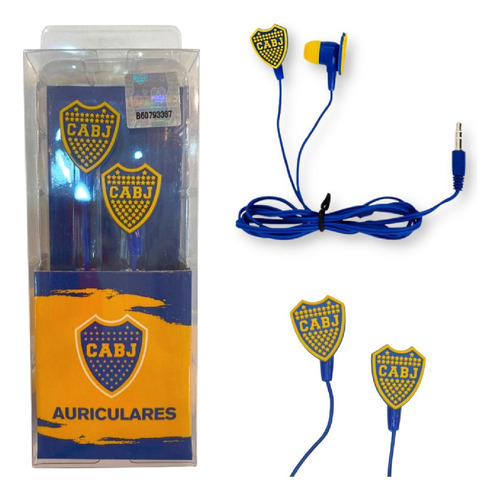 Auriculares In Ear Manos Libres Boca Juniors -envios Full Color Azul Color De La Luz No Aplica