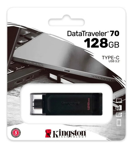 Memoria Usb 128gb Kingston Tipo C Dt70 3.2 Original Giratory