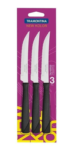 Cuchillo Tramontina Mango Plástico New Color Set X6 Negro