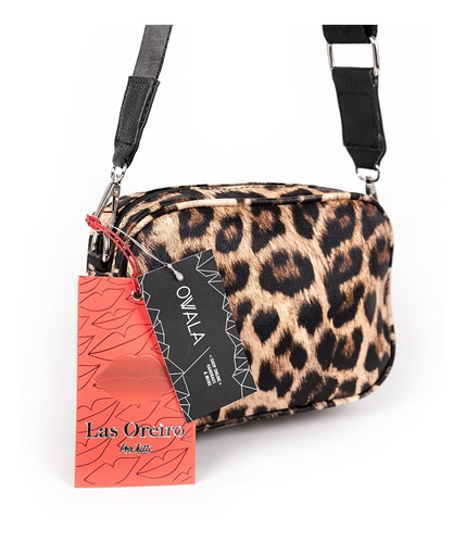 Imagen 6 de 6 de Cartera Bandolera Mujer Las Oreiro Animal Print Simil Cuero