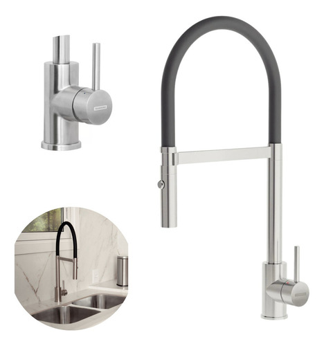 Misturador Monocomando Tramontina Versatile Black Acabamento Preta Escovado