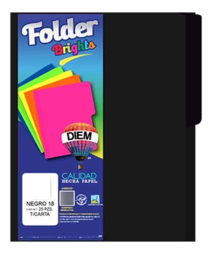 Folder Tamaño Carta Colores Brillantes 25 Pzas
