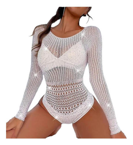 Body Strass Diseño Tupido Blanco