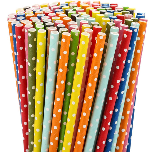 Pajitas Biodegradables Multicolor 200 Unidades