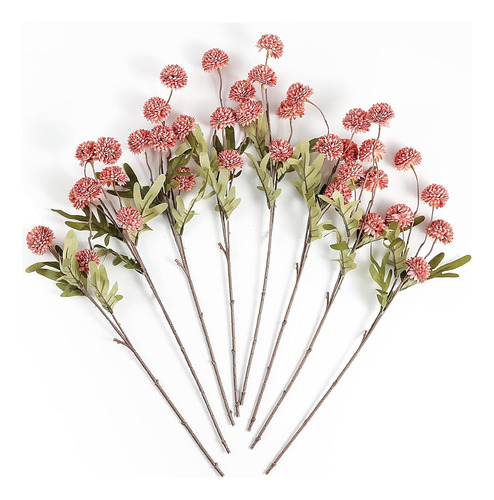 8 Piezas De Flores Artificiales De Crisantemo Pompon Con Ta