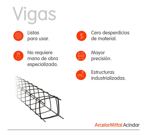 Imagen 2 de 7 de Viga Armada 12x18cm Armadura 4x8 Largo 4m Acindar