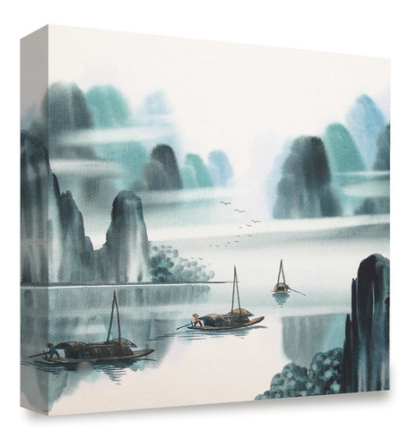 Cuadro Decorativo Canvas Paisaje Lago Entre Montañas 55x55