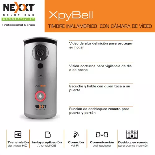 Video Cámara Timbre Inalámbrico Nexxt Xpy Bell, Audio Alarma
