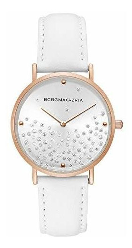 Bcbgmaxazria Ladies Quartz Analog White Genuine Leather Stra