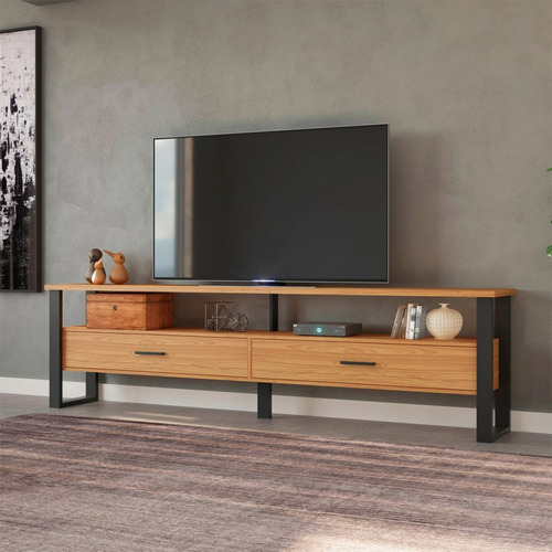 Rack Bancada 220cm Tv Industrial Dalla Costa 100% Mdf