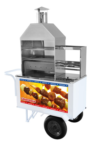 Carrinho Churrasco Espetinho Ambulante Profissional Inox