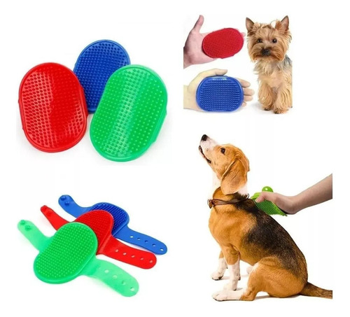 Manopla Cardina Quitapelo De Silicona Cepillo Perros Gatos Color Rojo