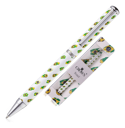 Esferográfica Crown Diamond Ball Pen Esferográfica Cor Azul Exterior Brasil Traço Média 0.7 Mm Em Caixa - Unidade De 1 X Unidade