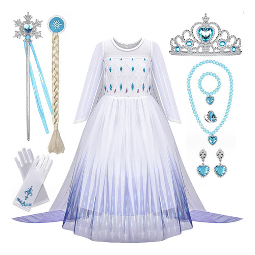 Disfraz De Princesa Frozen Para Niñas, Vestido De Gala Blanc