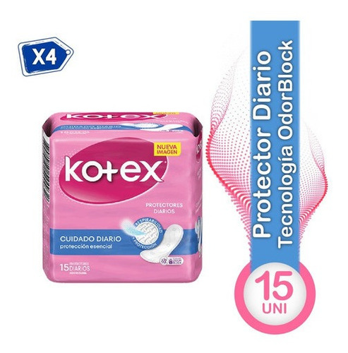 Protectores Diarios Femeninos 4 X 15 Und Kotex