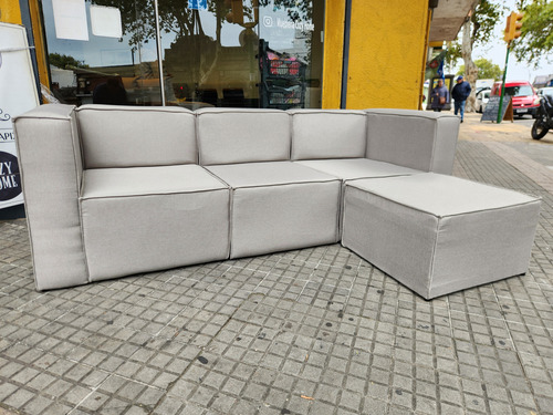 Sillon Sofa Modular Isla En Tela Lavable O Repele Liquidos Beige