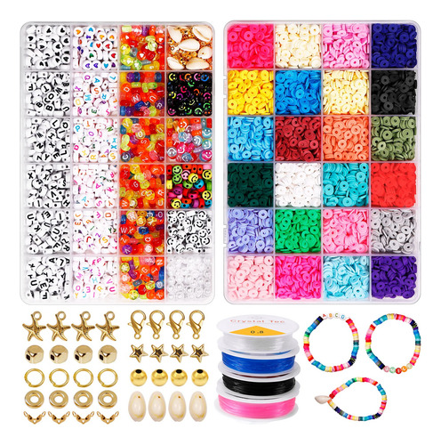 6000 Cuenta Arcilla Para Hacer Pulsera Kit Polimerica