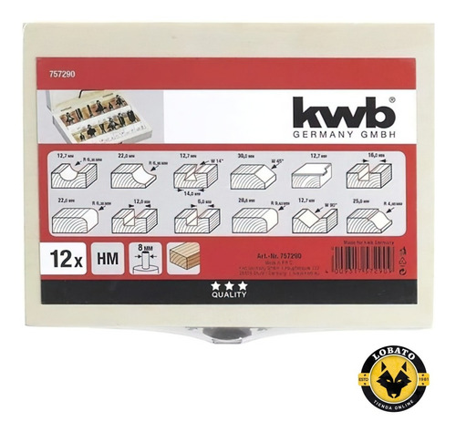 Imagen 7 de 10 de Set De Fresas Tupi Router Rebajador 12u Dewalt Makita Kwd