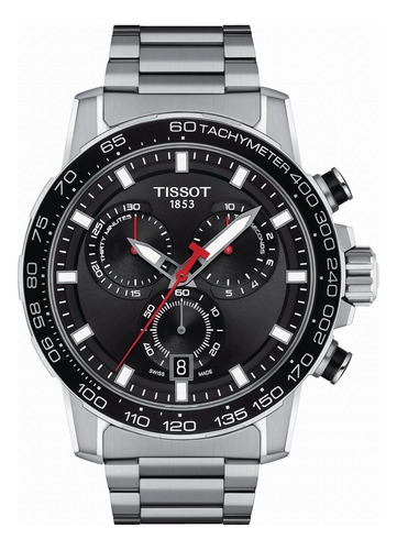 Relógio de pulso Tissot Supersport Chrono com corria de aço inoxidável cor cinza - fondo preto