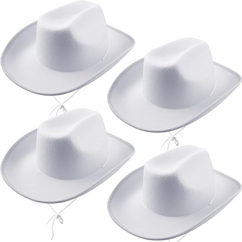 Paquete 4 Sombreros Vaquero Fieltro Texano Con Cordon Para E