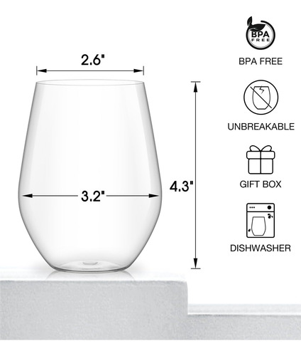 Juego De 6 Copas De Vino De Plástico Sin Tallo, Copa De Vino