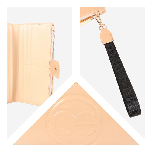Cartera Cloe Para Mujer Flap Con Maneral Material Charol Color Marrón claro