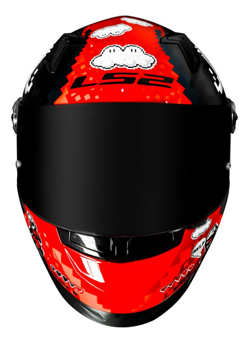 Capacete Moto Ls2 Ff358 Bullet Pixel Pixels Preto Vermelho