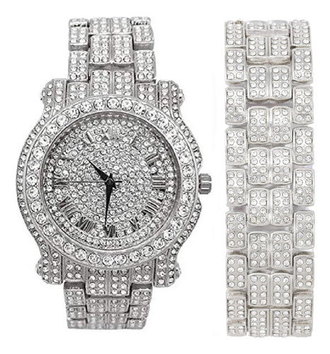 Charles Raymond Bling-ed Out Reloj Redondo De Lujo Para Con