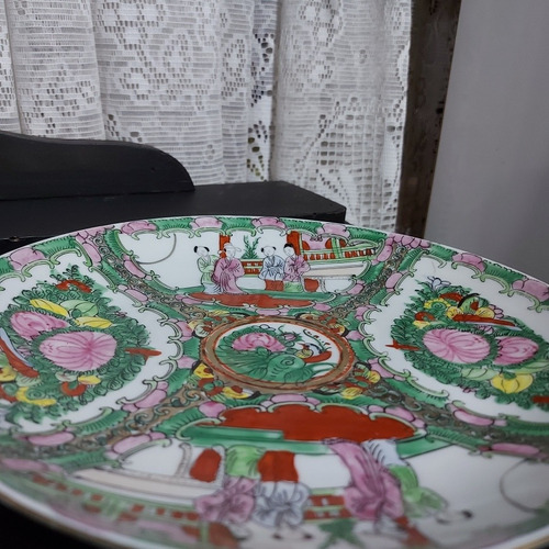 Imagem 6 de 7 de Prato Porcelana Chinês Rosa Mandarim Família Filete Em Ouro