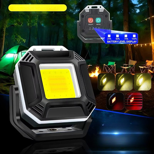 Linterna Led Portátil Con Luces Magnéticas Para Acampar Y Tr