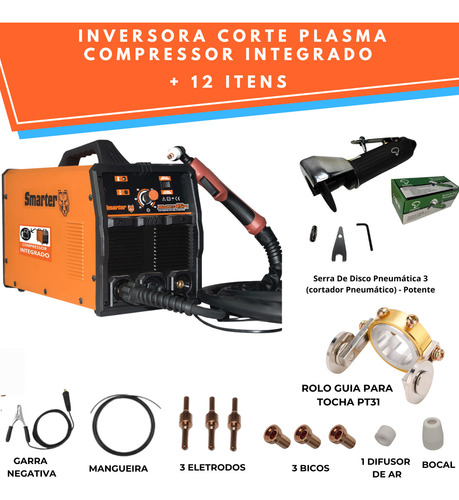 Corte Plasma Compressor Serra Pneumática Rolo Guia 12 Itens