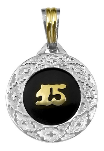 Dije 15 Años Plata 925 Y Oro 18k Piedra Ónix Regalo Ideal