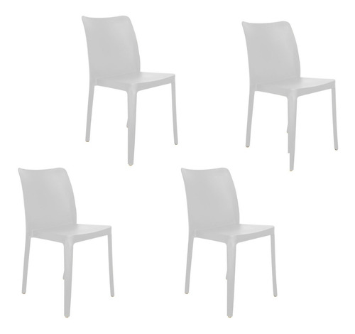 Set De 4 Sillas Modernas Silla Comedor Solei - Estructura De La Silla Blanco