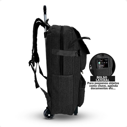 Mochila Rodinha Escolar Dilinx Masculina Lona Resistente