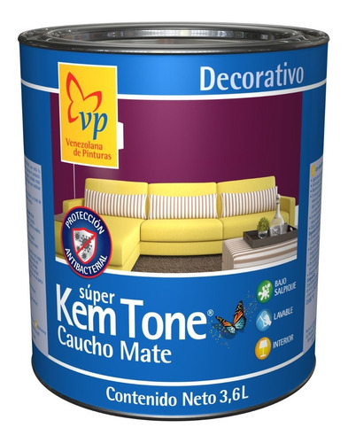 Pintura Caucho Mate Super Kem Tone Luna Gris  Galon