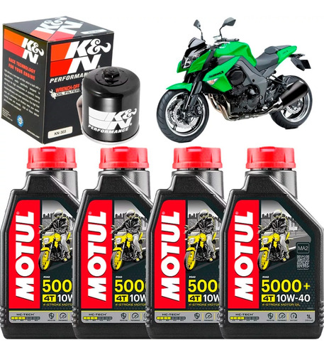 Kit Troca De Oleo Motul 5000 10w40 Filtro Oleo Kawasaki Z750