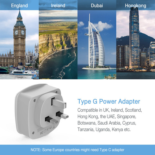 Adaptador Enchufe Tipo G 2 Salidas Ca 2 Puertos Usb