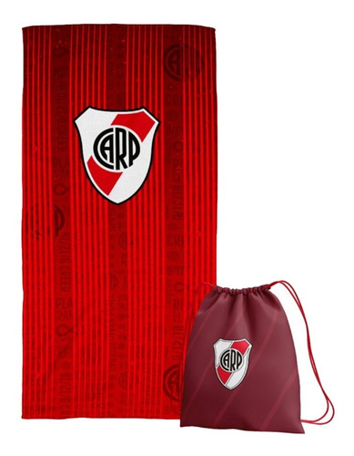Toallon Playero River Plate Oficial +mochila