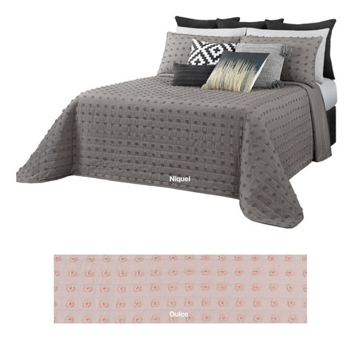 Edredón King Size Con Borlas Esquimal + Fundas Color Niquel