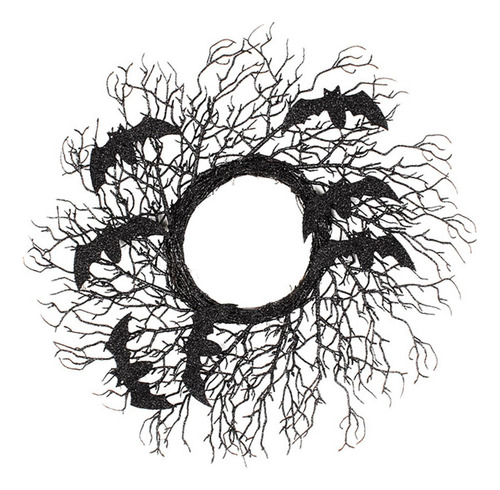 Corona Negra De Halloween Con Murciélagos For Decoración De