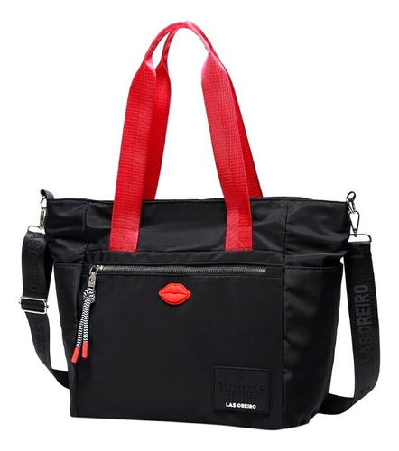 Carteras Las Oreiro Original Tote Bag Bandoleras Mujer Color Negro 22097 Color De La Correa De Hombro Negro Diseño De La Tela Liso