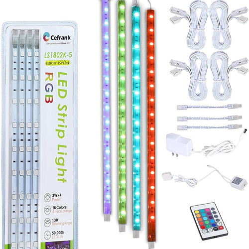 Kit De Barra De Luz Led Rgb Conectable De 4x 16 Vitrina...