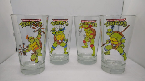 Set 4 Vasos Tortugas Ninja Tmnt Simil Pepsi Universo Retro 