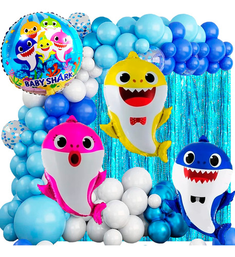 50 Art Tiburones Candybar Cumpleaños Globos Peces Mar Animal