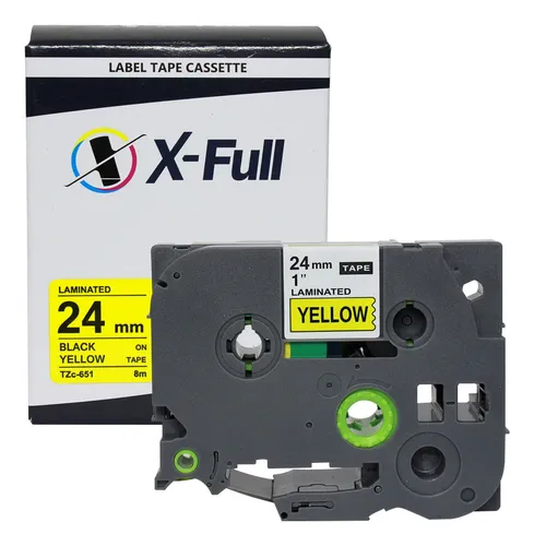 comprar Fita Compativel P\u002F Uso Brother Tze-651 Tzc-651 Amarela 24mm Cor Amarela Com Escrito Em Preto