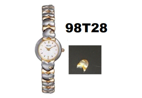 Bulova Women's Watch 98t28 ~ Hearts/ Silver Tone Gold