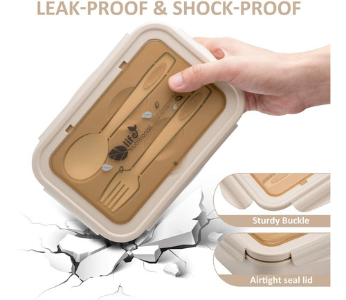 Bento Box, 1400ml Caja De Almuerzo, Reutilizable Caja De