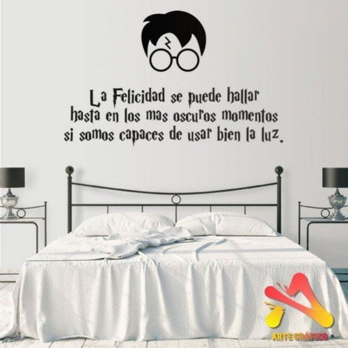 Vinilo Decorativo Harry Potter Frase La Felicidad 100x60cm