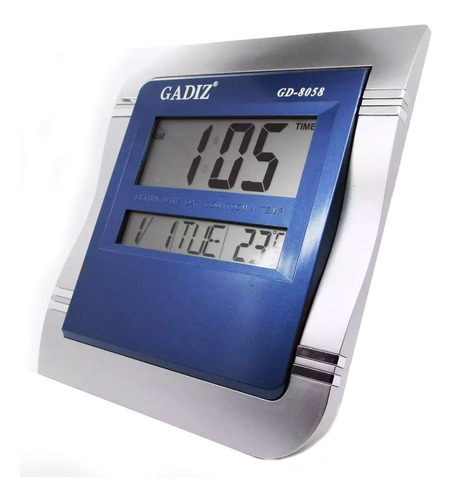 Reloj Digital Pared Escritorio 25x22 Gadiz Termometro Azúl