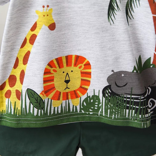 Conjunto De Camiseta Y Pantalones Con Estampado De Animales